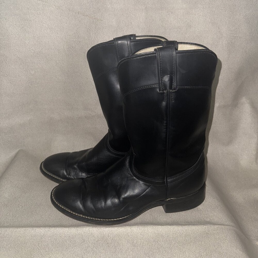 Laredo Black Leather Cowboy Boots Mens Size 8 EE Style 7902